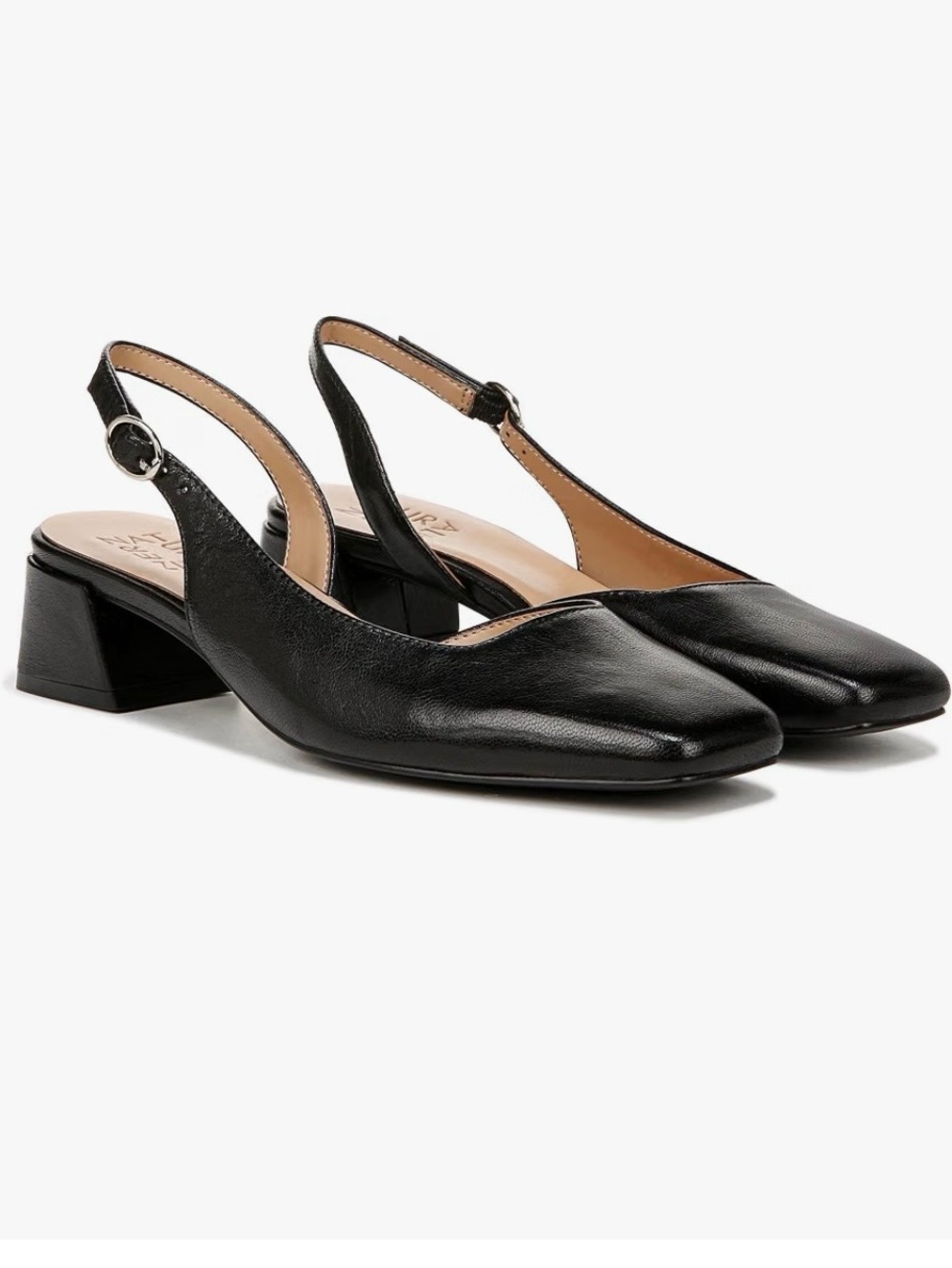 NIB***JAYLA Naturalizer Black Leather Slingback  Size 5 M